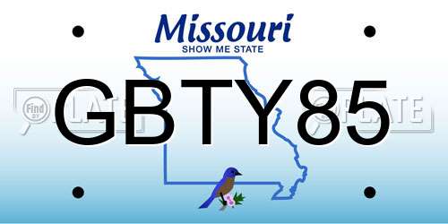 GBTY85 Missouri License Plate