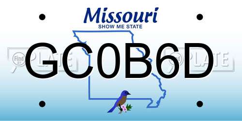 GC0B6D Missouri License Plate