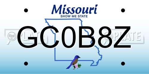 GC0B8Z Missouri License Plate