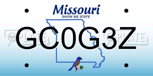 GC0G3Z Missouri License Plate