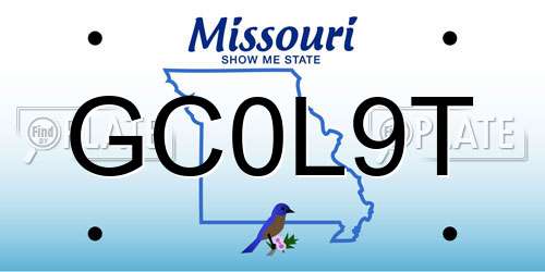 GC0L9T Missouri License Plate