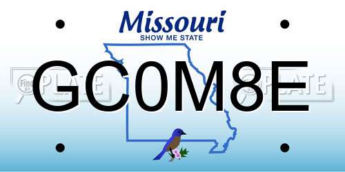 GC0M8E Missouri License Plate