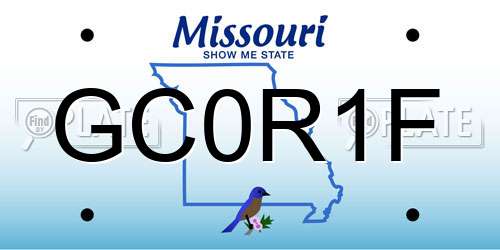 GC0R1F Missouri License Plate