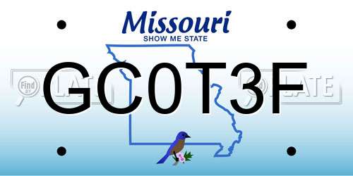 GC0T3F Missouri License Plate