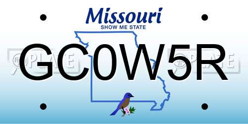GC0W5R Missouri License Plate