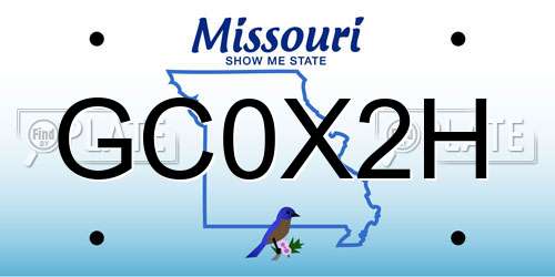 GC0X2H Missouri License Plate