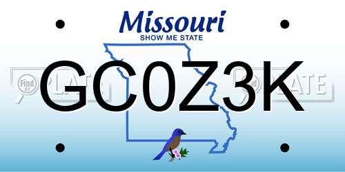 GC0Z3K Missouri License Plate