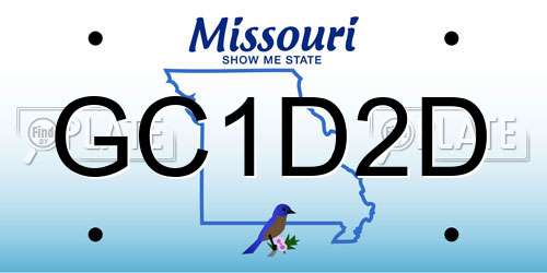 GC1D2D Missouri License Plate