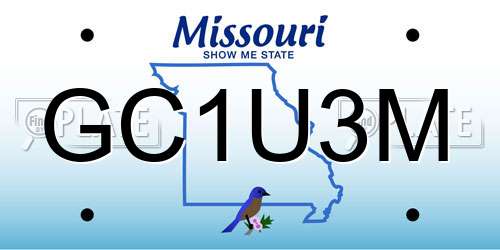 GC1U3M Missouri License Plate