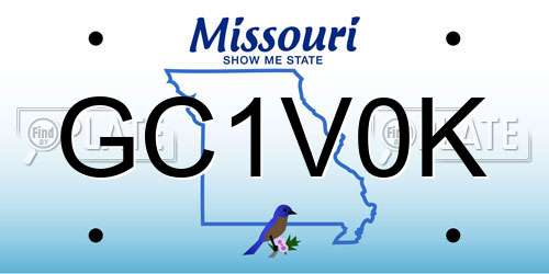 GC1V0K Missouri License Plate