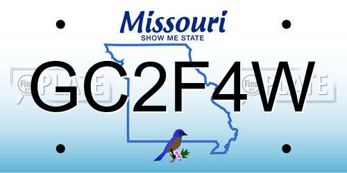 GC2F4W Missouri License Plate