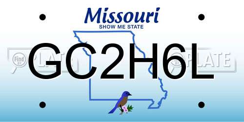 GC2H6L Missouri License Plate