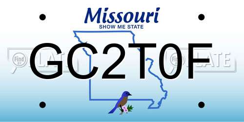 GC2T0F Missouri License Plate