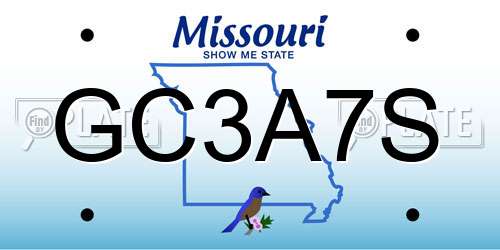 GC3A7S Missouri License Plate