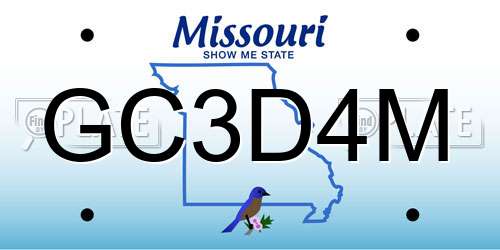 GC3D4M Missouri License Plate