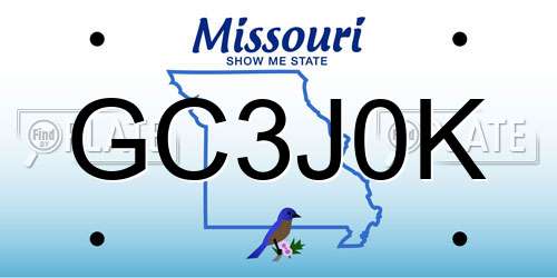 GC3J0K Missouri License Plate
