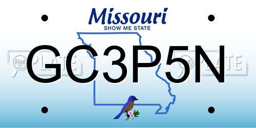 GC3P5N Missouri License Plate