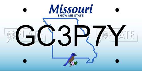 GC3P7Y Missouri License Plate