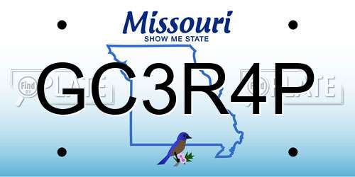GC3R4P Missouri License Plate