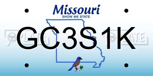 GC3S1K Missouri License Plate