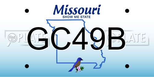 GC49B Missouri License Plate