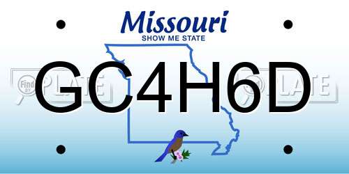 GC4H6D Missouri License Plate