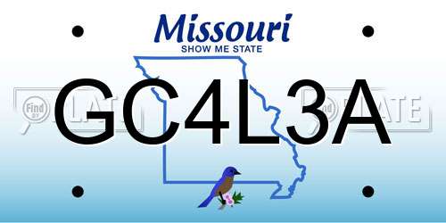 GC4L3A Missouri License Plate