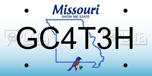 GC4T3H Missouri License Plate
