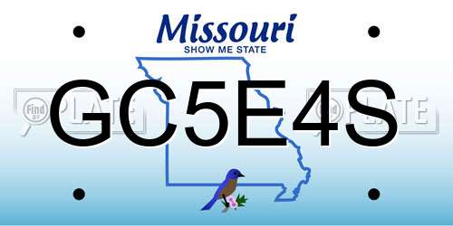 GC5E4S Missouri License Plate
