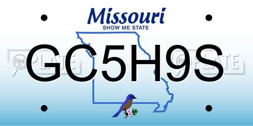 GC5H9S Missouri License Plate