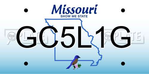 GC5L1G Missouri License Plate
