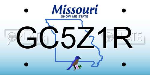 GC5Z1R Missouri License Plate
