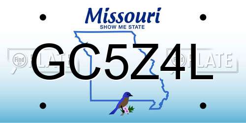 GC5Z4L Missouri License Plate