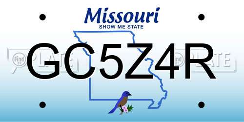 GC5Z4R Missouri License Plate