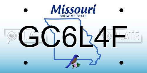GC6L4F Missouri License Plate