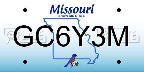 GC6Y3M Missouri License Plate