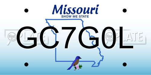 GC7G0L Missouri License Plate