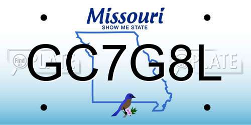 GC7G8L Missouri License Plate