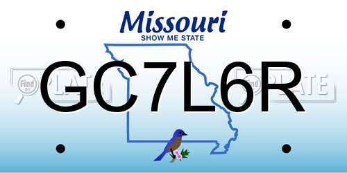 GC7L6R Missouri License Plate