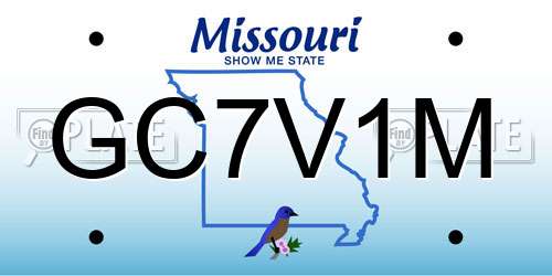GC7V1M Missouri License Plate