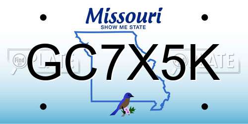 GC7X5K Missouri License Plate