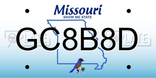 GC8B8D Missouri License Plate
