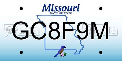 GC8F9M Missouri License Plate