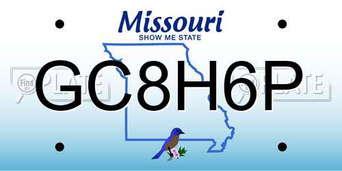 GC8H6P Missouri License Plate