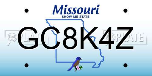 GC8K4Z Missouri License Plate