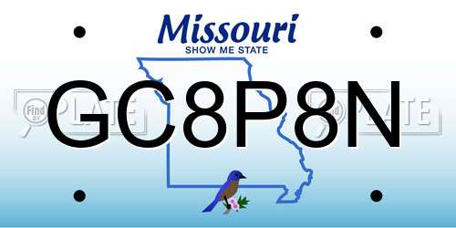 GC8P8N Missouri License Plate