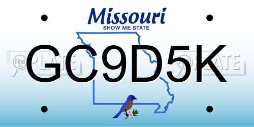 GC9D5K Missouri License Plate