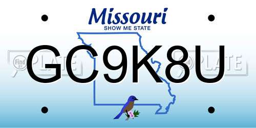 GC9K8U Missouri License Plate