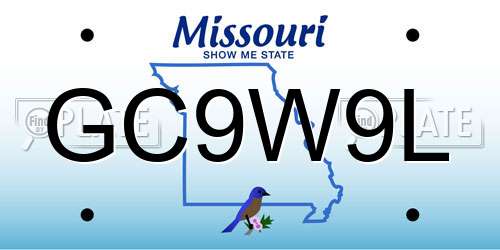 GC9W9L Missouri License Plate