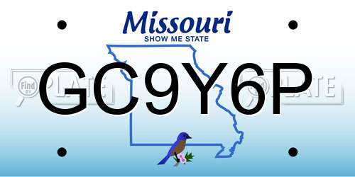 GC9Y6P Missouri License Plate